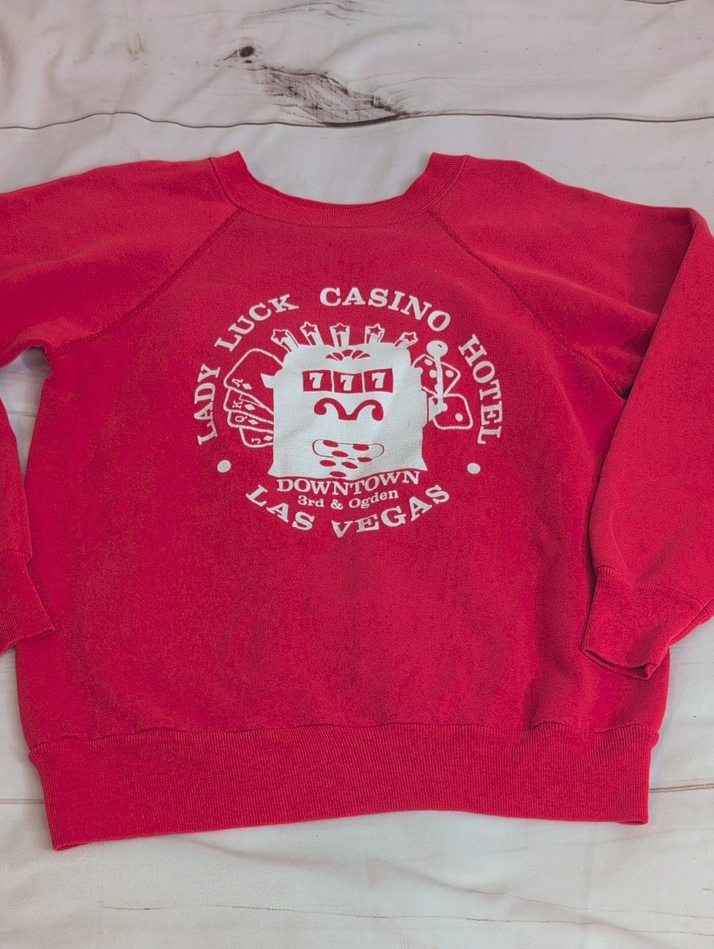 Vintage Lady Luck Casino Hotel Las Vegas size Large Sweatshirt by Pannill